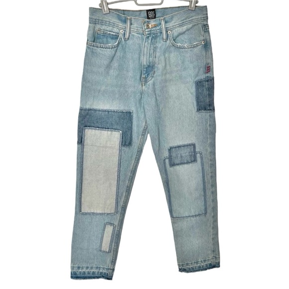 BDG Urban Outfitters Dad Slim Taper Fit Patchwork Denim Jeans Mens 29x30 Raw Hem - Picture 1 of 8
